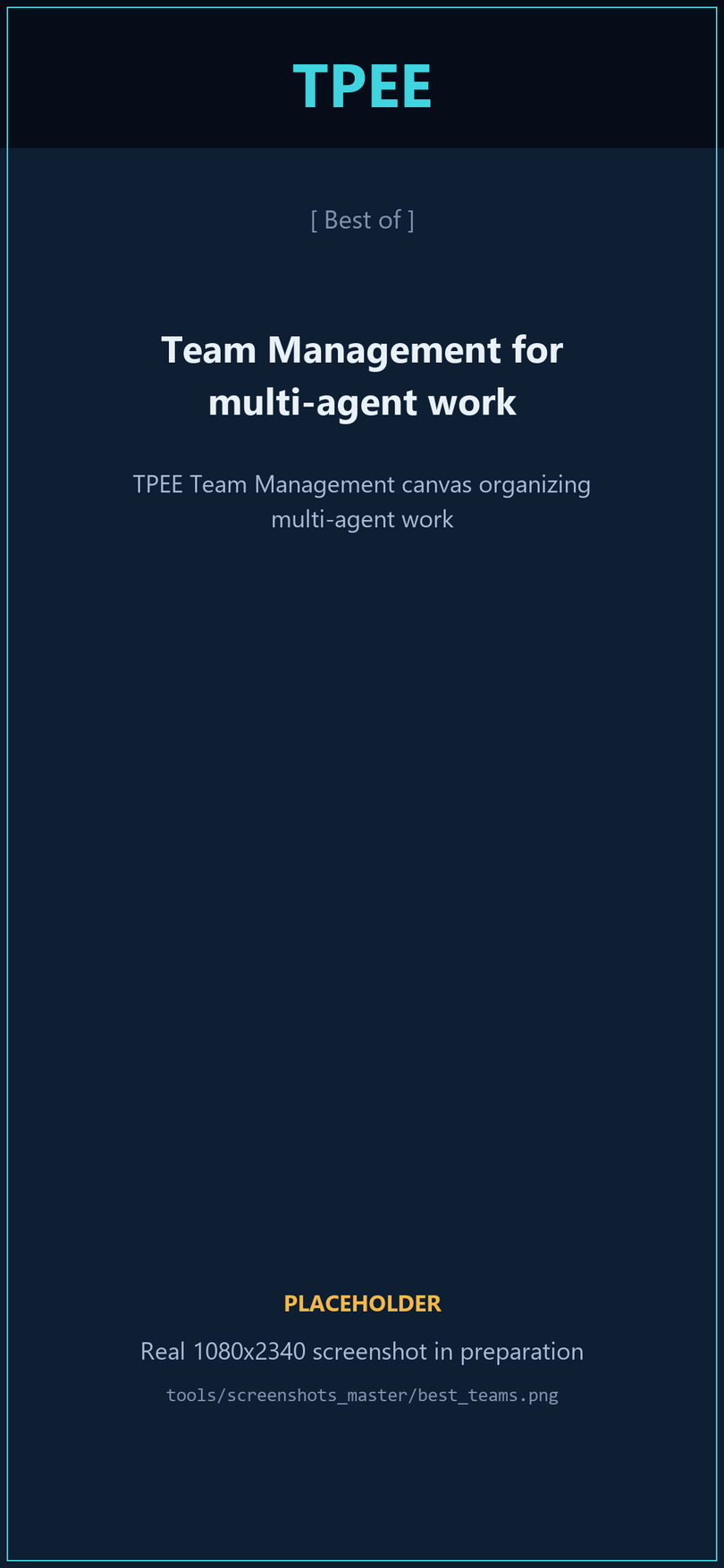 TPEE Team Management canvas organizing multi-agent work