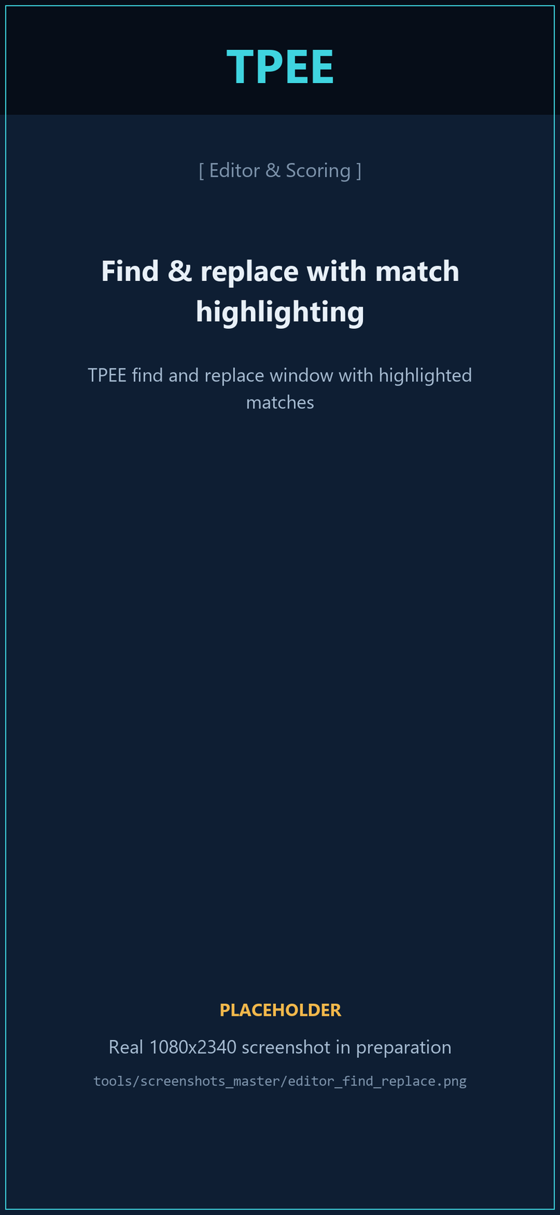 TPEE find and replace window with highlighted matches